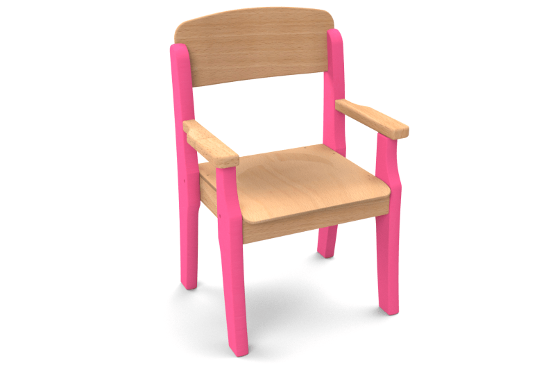 Fauteuil enfant en bois avec accoudoirs t1 h.26cm framboise