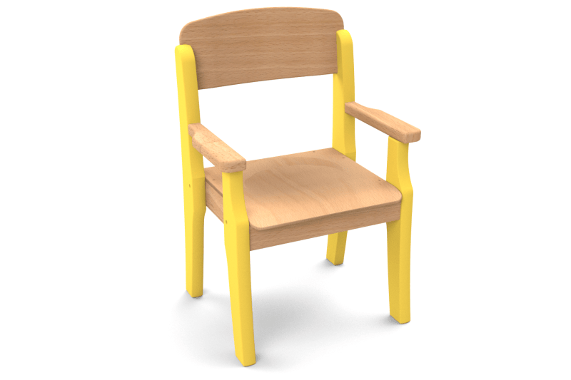 Fauteuil enfant en bois avec accoudoirs t1 h.26cm jaune