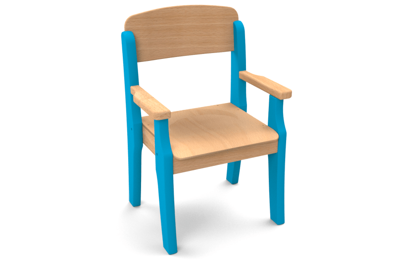 Fauteuil enfant en bois avec accoudoirs t1 h.26cm bleu