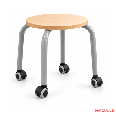 Mobilier - Tabouret et Assise au sol - Tabouret bas à roulettes adultes - H35 cm - Gris