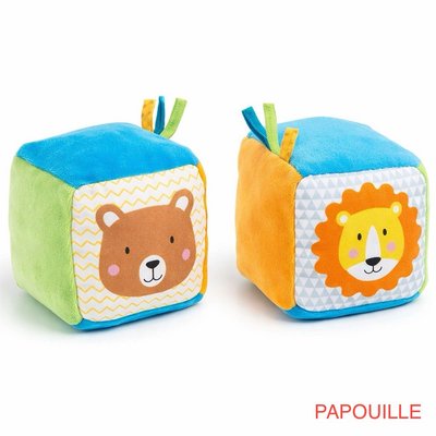 Jouets - Jouets d'Éveil - Cube avec grelot et papier qui crépite, jouet d'éveil