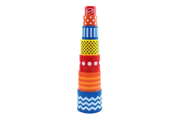 Jouets - Jouets à Empiler ou à Encastrer - Pyramide Enfant rétro - 7 pièces