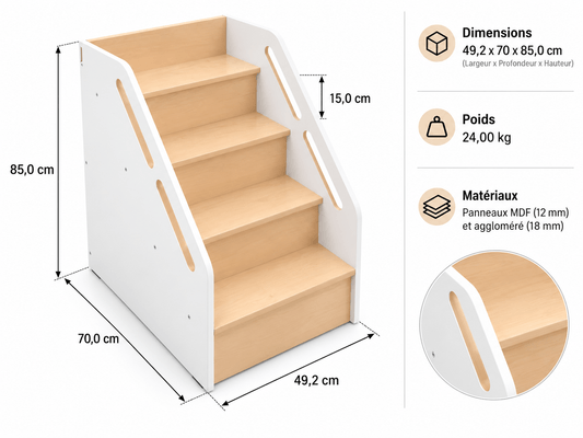 Change - Meuble à Langer crèche - Escalier table à langer