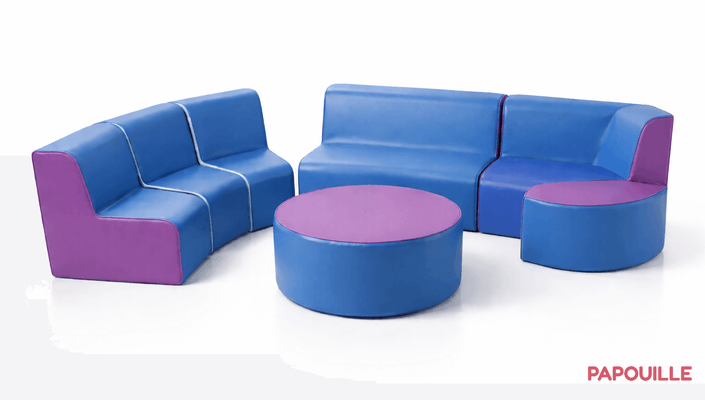 Mobilier - Espace bébé et rassemblement - Ensemble 7 modules avec canapé, sièges et table en mousse pvc / pu 25cm