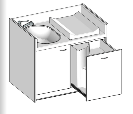 Change - Meuble à Langer crèche - Table à langer 1 cuve avec escalier - 120 cm