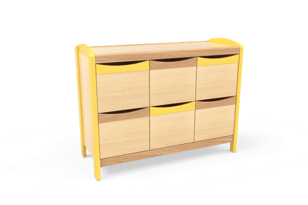 Mobilier - Meuble de rangement scolaire - Meuble de rangement 6 cases crèche jaune