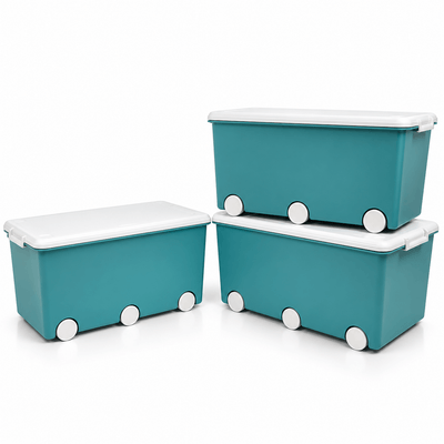 Mobilier - Accessoires pour meuble de rangement - Lot de 3 coffres de rangement 42L  - 58 x 36 x 31 cm - Playbox Vert 