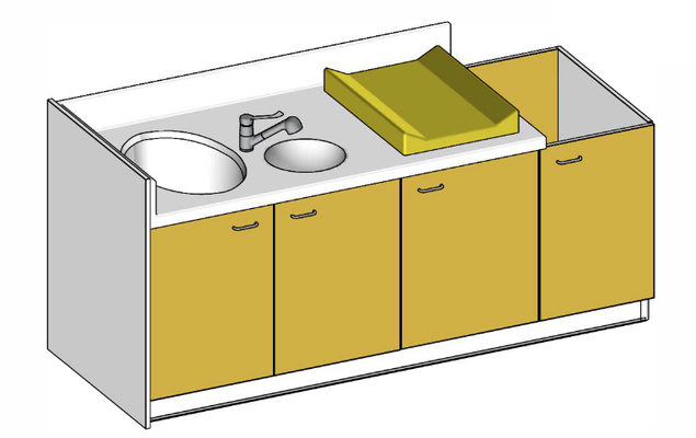Change - Meuble à Langer crèche - Meuble à langer une cuve - modèle 9 2200x850mm