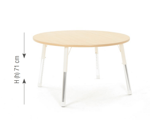 Mobilier - Table crèche et scolaire - Table ronde réglable beige - surface HPL - 120 cm de diamètre