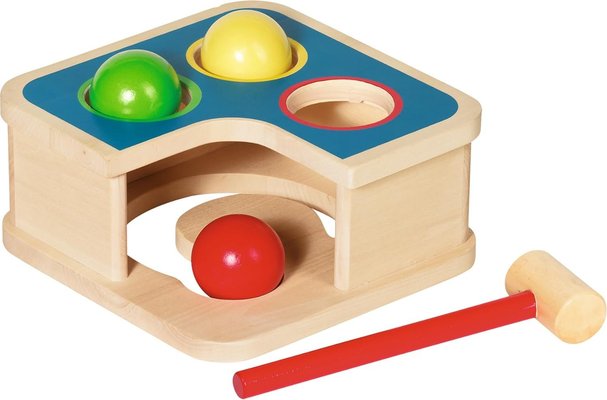 Jouets - Jouets à Empiler ou à Encastrer - Jeu de maillet et toboggan à boules en bois