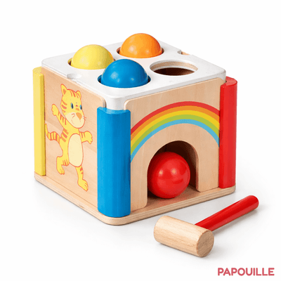Jouets - Jouets à Empiler ou à Encastrer - Jeu de maillet arc-en-ciel - 6 éléments