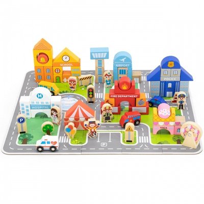 Jouets - Jeux de Construction - blocs à empiler 100 pièces + Puzzle la ville