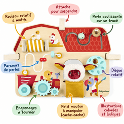 Jouets - Jouets Multi-Activités - Panneau d'activités en bois - La Ferme