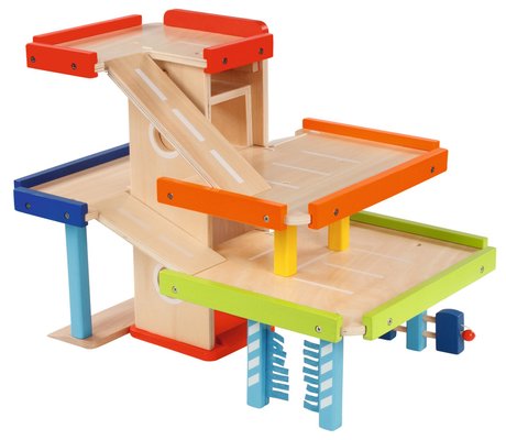 Jouets - Garages, Voitures et Circuits pour Enfant - Parking en bois à 3 niveaux