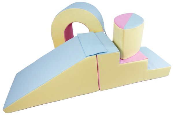 Motricité - Parcours de Motricité Maternelle - Set de blocs en mousse 4 éléments avec petit pont pastels