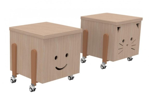 Mobilier - Meuble de rangement scolaire - Coffre à jouets mobile sur roulettes smile rigolo