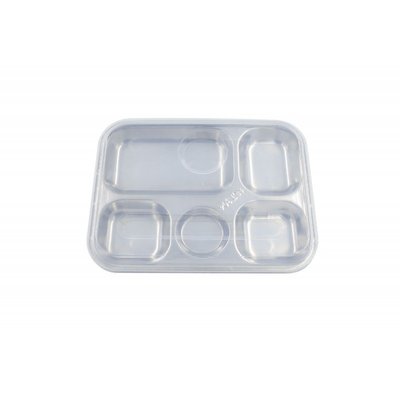 Repas - Plateaux Repas Enfants et à Compartiments - Plateau 5 compartiments inox 30,5 x 23,5 x 2,5 cm avec couvercle