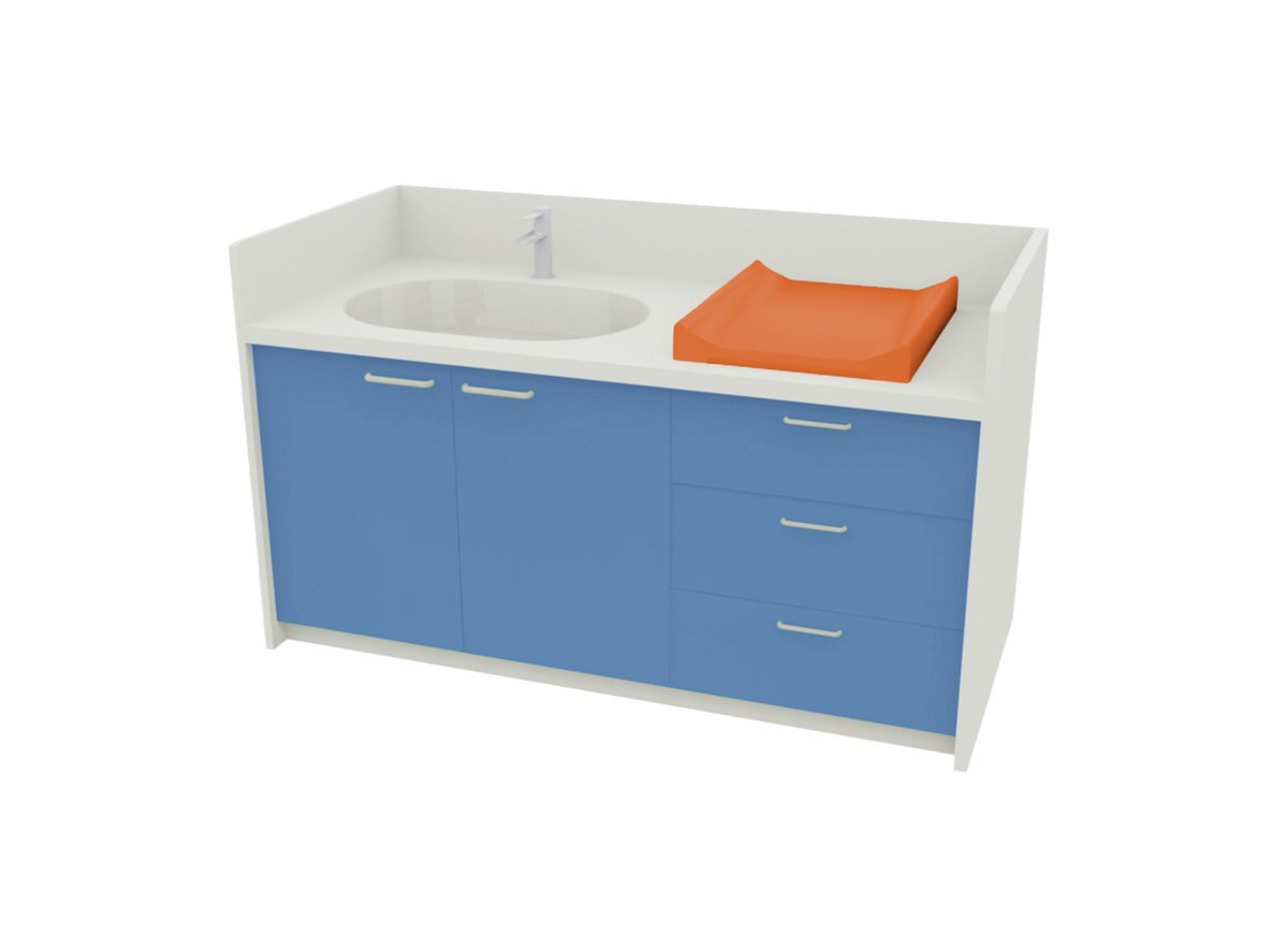Meuble à langer 1 vasque - 180 cm - bleu oslo