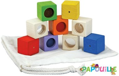 Motricité - Eveil Sensoriels et Tactiles - 9 blocs sensoriels en bois montessori