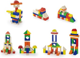 Jouets - Jeux de Construction - Blocs à empilés en bois - 100 pièces