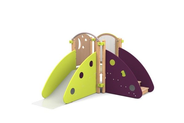 Mobilier - Structure de motricité / activité intérieur - Structure 1er pas en angle vert prune