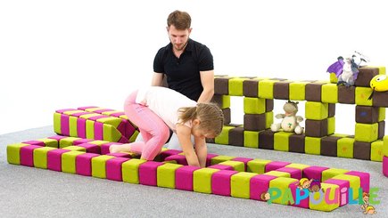 Motricité - Jeux de Motricité Libre - Cubes de constructions magnétiques de psychomotricité tissu 100 pièces bleu