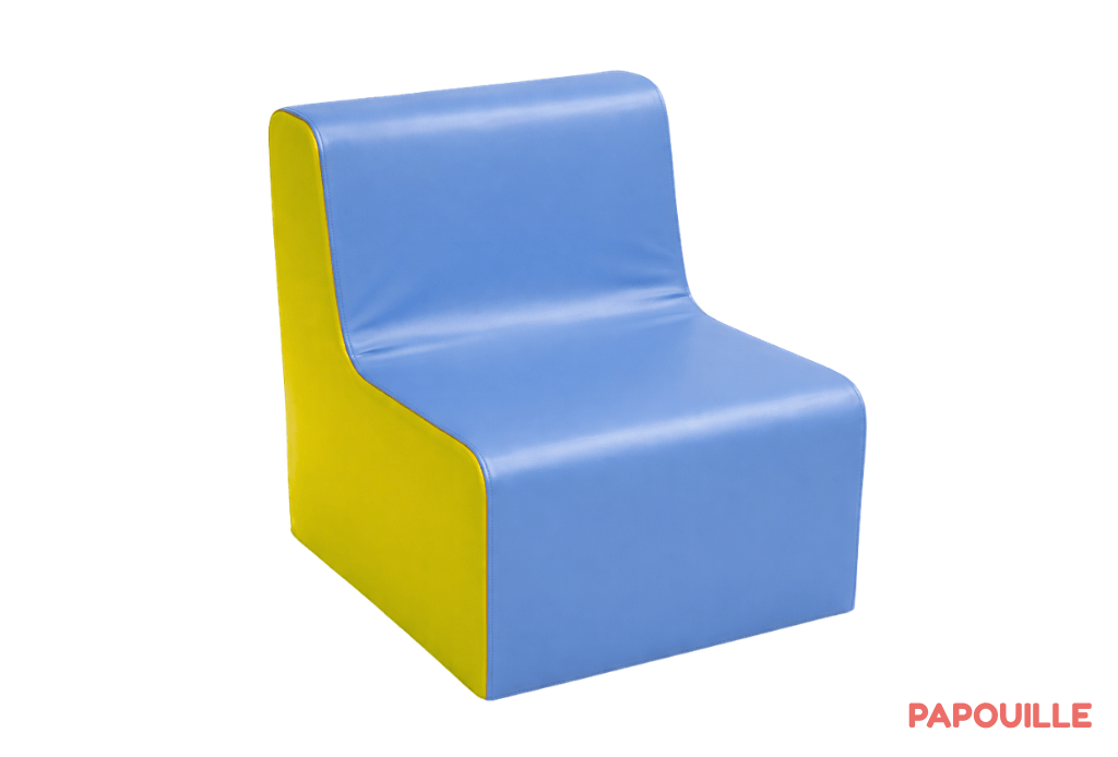 Chauffeuse droite hauteur 25cm bicolor bleu jaune
