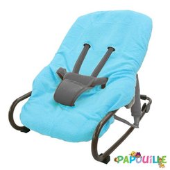 Puériculture - Coussin, Housse et accessoires pour Chaises, Transats - Housse de Transat bouclette coton Universelle Bleu