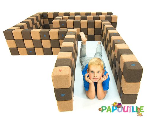 Motricité - Jeux de Motricité Libre - Cubes de constructions magnétiques de psychomotricité tissu 100 pièces bleu