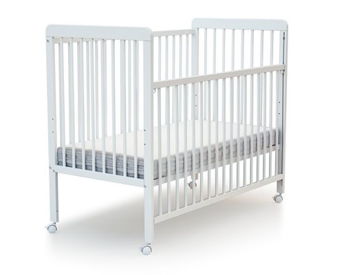 Couchage - Lit Crèche en Bois bébé, enfant - Lit en bois réglable 3 hauteurs sur roulettes blanc