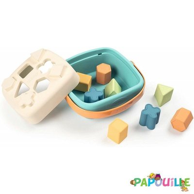 Jouets - Jouets à Empiler ou à Encastrer - Panier de formes à encastrer en canne à sucre éco