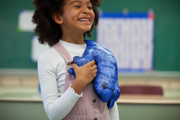 Couchage - Mobile de Lit Bébé et Veilleuse - Coussin en forme de lézard bleu