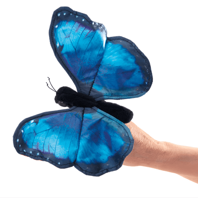 Jeux - Marionnettes, Théâtre  - Marionnette à doigt - Papillon Morpho bleu