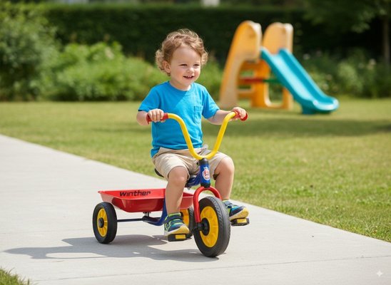 Jeux - Tricycles, Trotinette et Vélos - Tricycle maternelle avec benne mini viking bleu