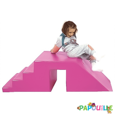 Motricité - Module de Motricité Enfant - Module escalier toboggan pour piscine mousse pvc h.45 fuchsia