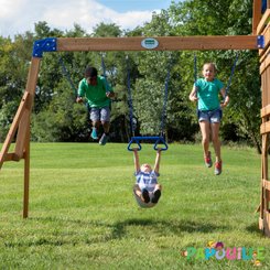Mobilier - Aire de jeux et structure extérieure - Aire de jeu en bois avec toboggan balançoire et plateforme EN71
