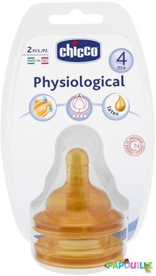 Repas - Tétine et Sucette - Destockage 2 tétines physiologique latex chicco 4 m +