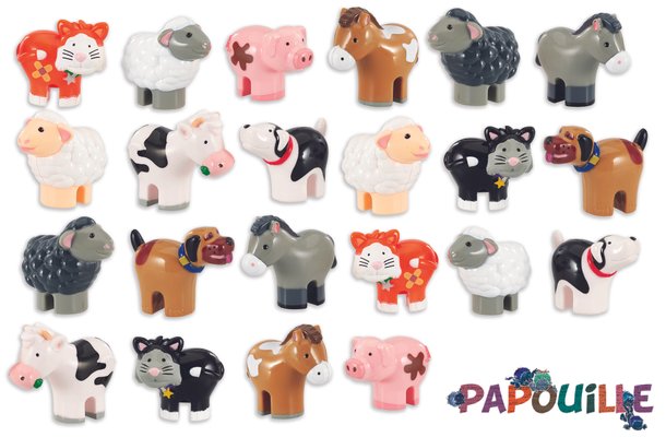 Jouets - Figurines - Set de 22 figurines les animaux de la ferme petit monde de wow