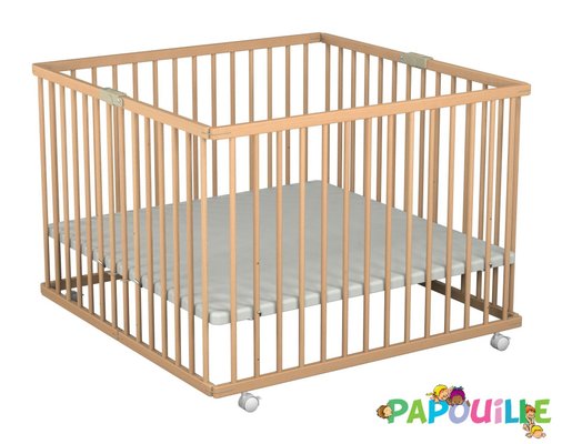 Couchage - Parc bébé Pliable, en Bois  - Parc enfant pliant xl hêtre réglable 3 hauteurs