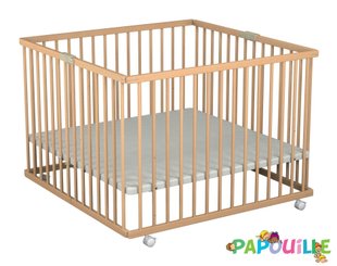 Couchage - Parc bébé Pliable, en Bois  - Parc enfant pliant xl hêtre réglable 3 hauteurs