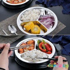 Repas - Assiettes Enfants et à Compartiments - Assiette inox 3 compartiments 22 cm