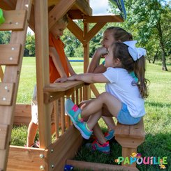 Mobilier - Aire de jeux et structure extérieure - Aire de jeu en bois avec toboggan balançoire et plateforme EN71