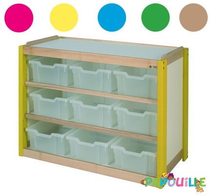 Mobilier - Meuble de rangement scolaire - Meuble de rangement 9 casiers translucides jaune