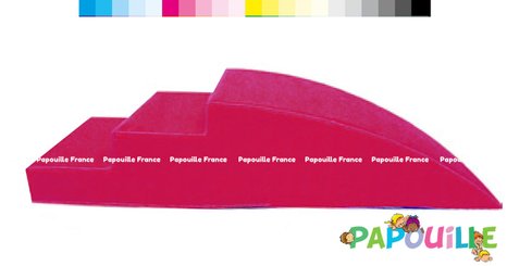 Motricité - Module de Motricité Bébé - Module petit toboggan incurve 3 marches en mousse pvc h.23 fuchsia