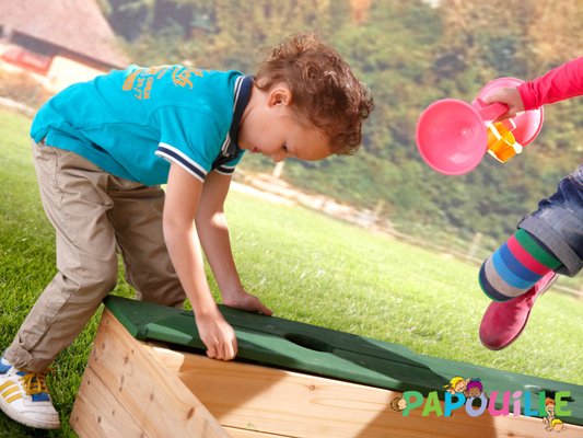 Jeux - Jeux extérieurs - Bac à sable en bois avec rangement