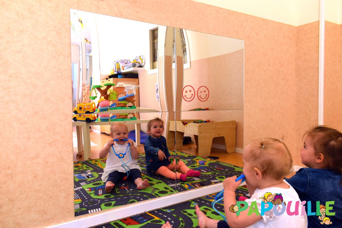 Miroir pour enfants incassable en bois de 2 nuages, miroir de bébé