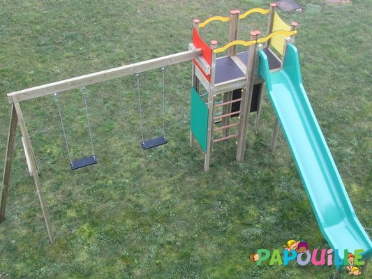 Mobilier - Aire de jeux et structure extérieure - Aire de jeux toboggan et balançoire