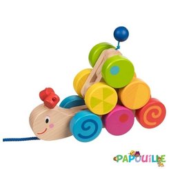 Jouets - Jouets à Pousser, à Tirer - Animal en bois à tirer la chenille
