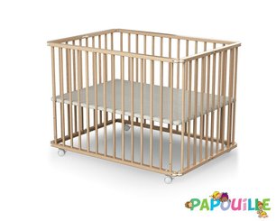 Couchage - Parc bébé Pliable, en Bois  - Parc enfant pliant xl hêtre réglable 3 hauteurs