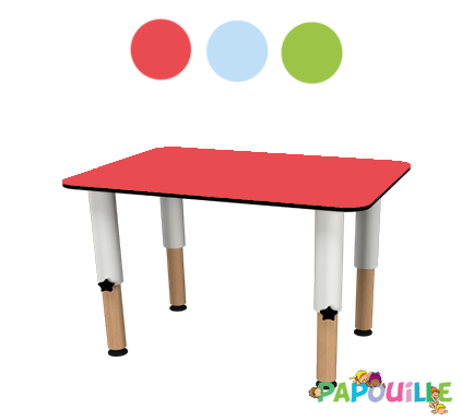 Mobilier - Table crèche et scolaire - Table Spécial Collectivité Bois 70 X 50 Cm Réglable En Hauteur Corail